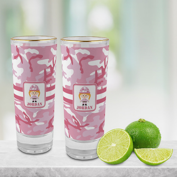 Pink Camo Glass Shot Glass - 2 oz - LIFESTYLE