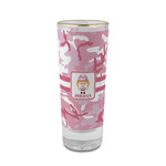 Pink Camo 2 oz Shot Glass -  Glass with Gold Rim - Set of 4 (Personalized)