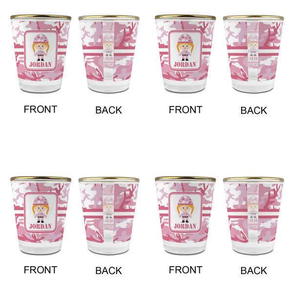 Pink Camo Glass Shot Glass - with gold rim - Set of 4 - APPROVAL