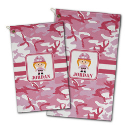 Pink Camo Golf Towel - Poly-Cotton Blend w/ Name or Text