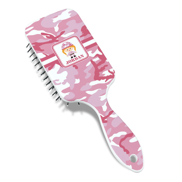 Pink Camo Hair Brush - Angle View
