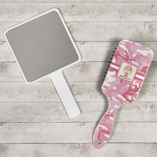 Pink Camo Hair Brush - In Context