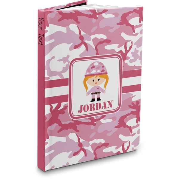Custom Pink Camo Hardbound Journal - 7.25" x 10" (Personalized)