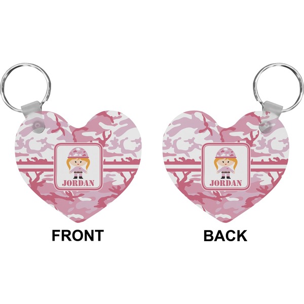 Pink Camo Heart Keychain (Front + Back)