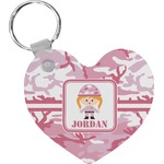 Pink Camo Heart Plastic Keychain w/ Name or Text
