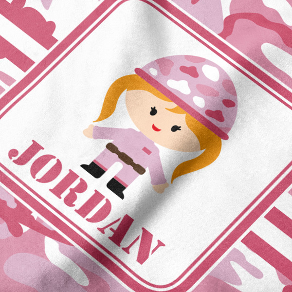 Pink Camo Hooded Baby Towel- Detail Close Up