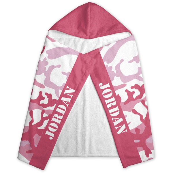 Pink Camo Hooded Towel - Folded