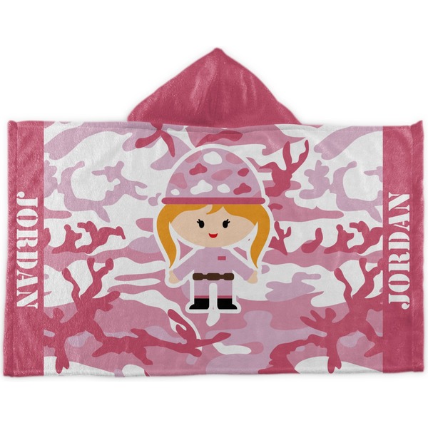 Custom Pink Camo Kids Hooded Towel (Personalized)