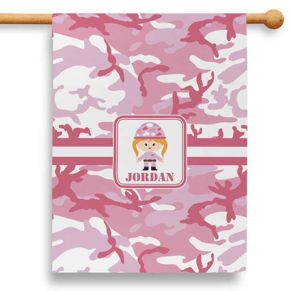 Custom Pink Camo 28" House Flag - Single Sided (Personalized)
