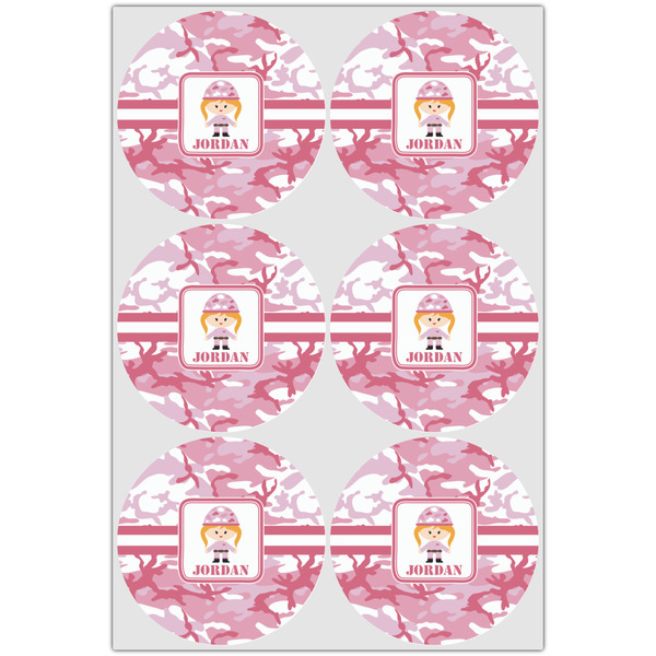 Pink Camo Icing Circle - Large - Set of 6