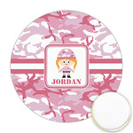 Pink Camo Printed Cookie Topper - Round (Personalized)
