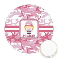 Pink Camo Printed Cookie Topper - Round (Personalized)
