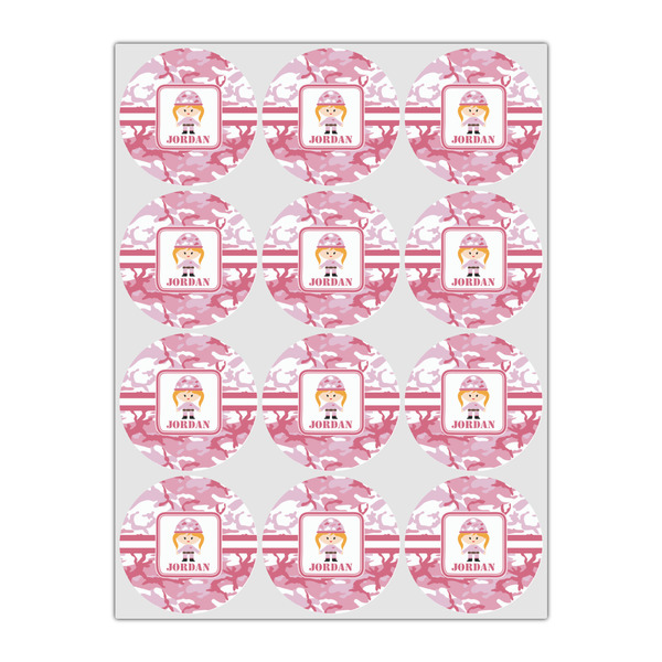 Pink Camo Icing Circle - Small - Set of 12
