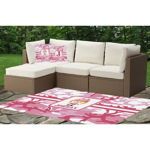 Pink Camo Outdoor Mat & Cushions