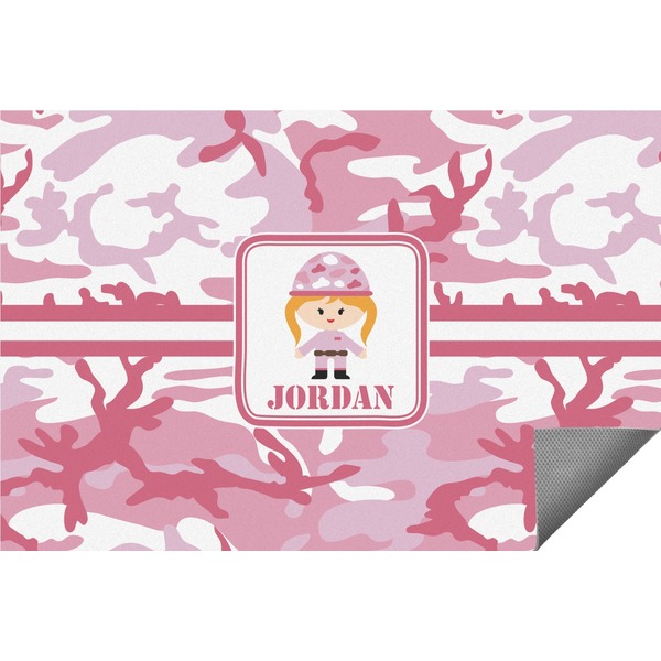 Custom Pink Camo Indoor / Outdoor Rug - 6'x8' w/ Name or Text