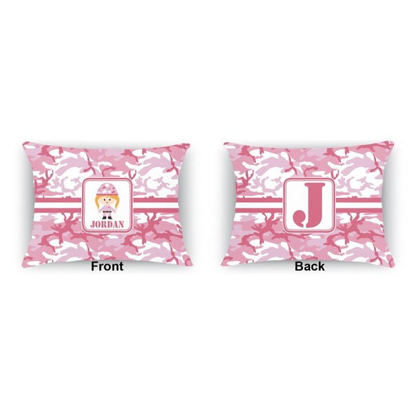 Pink Camo  Indoor Rectangular Burlap Pillow (Front and Back)