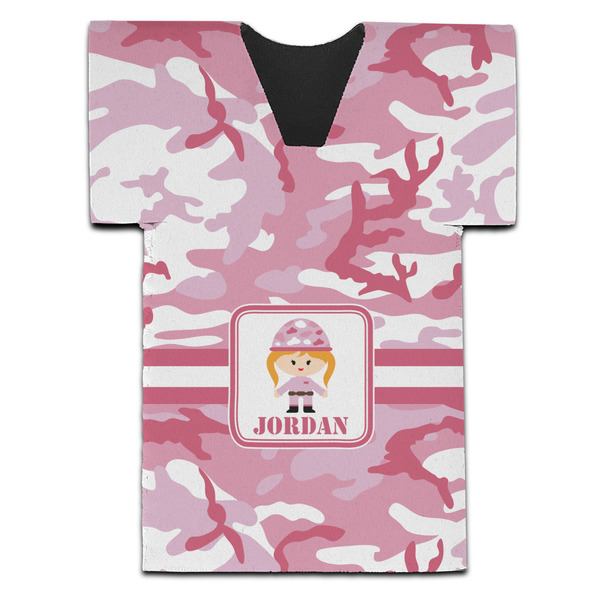Custom Pink Camo Jersey Bottle Cooler (Personalized)