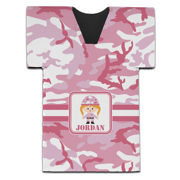 Pink Camo Jersey Bottle Cooler - Set of 4 - FRONT (flat)