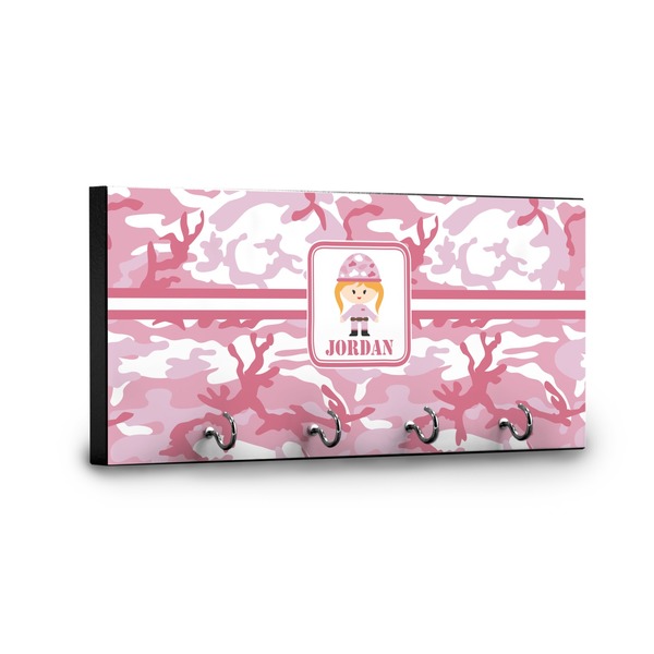 Pink Camo Key Hanger - Front View with Hooks