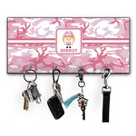 Pink Camo Key Hanger w/ 4 Hooks w/ Graphics and Text