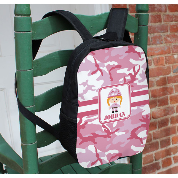 Pink Camo Kids Backpack - In Context