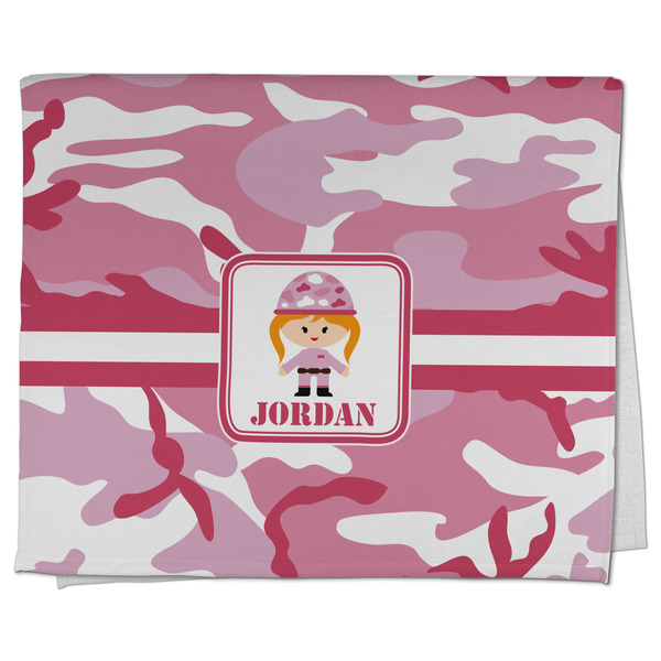 Custom Pink Camo Kitchen Towel - Poly Cotton w/ Name or Text