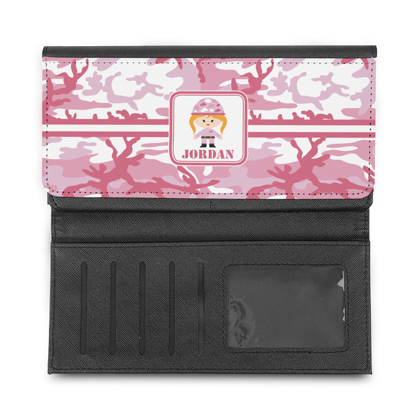 Pink Camo Ladies Wallet - Half Way Open