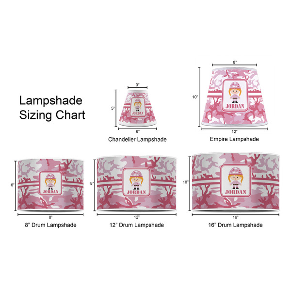 Pink Camo Lampshade Sizing Chart