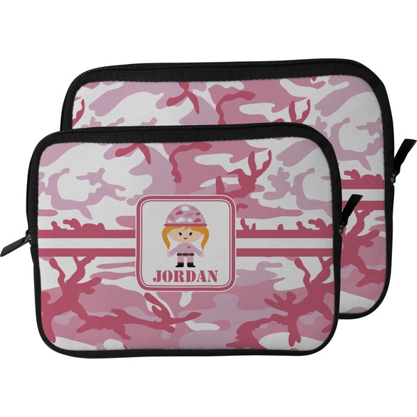 Pink Camo Laptop Sleeve (Size Comparison)