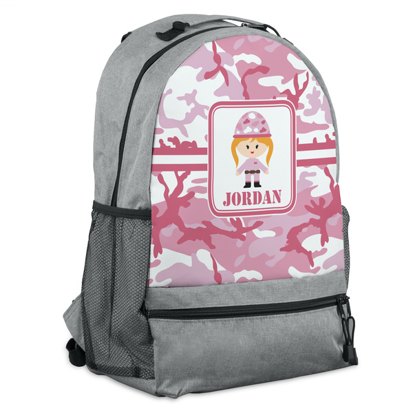 Custom Pink Camo Backpack - Grey (Personalized)