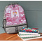 Pink Camo Large Backpack - Gray - On Desk