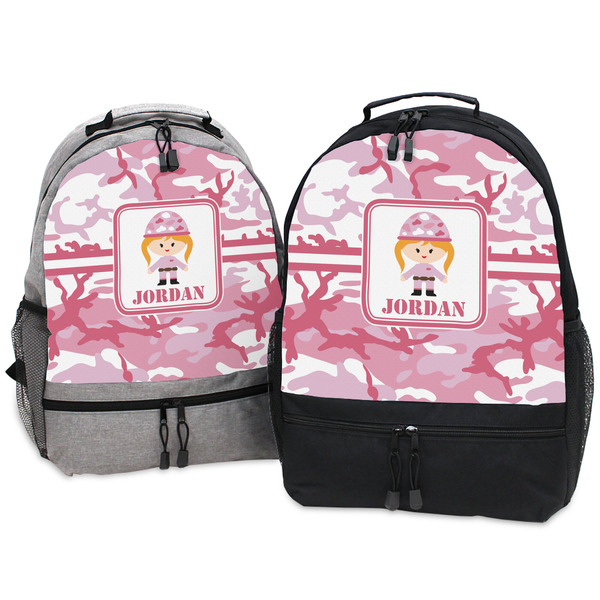 Pink Camo Large Backpacks - Both