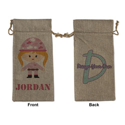 Pink Camo Large Burlap Gift Bag - Front & Back (Personalized)