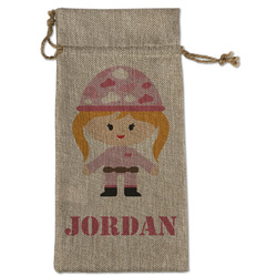 Pink Camo Large Burlap Gift Bag - Front (Personalized)