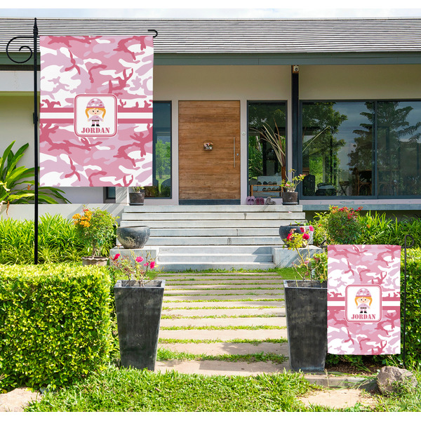Custom Pink Camo Large Garden Flag - Double Sided (Personalized)