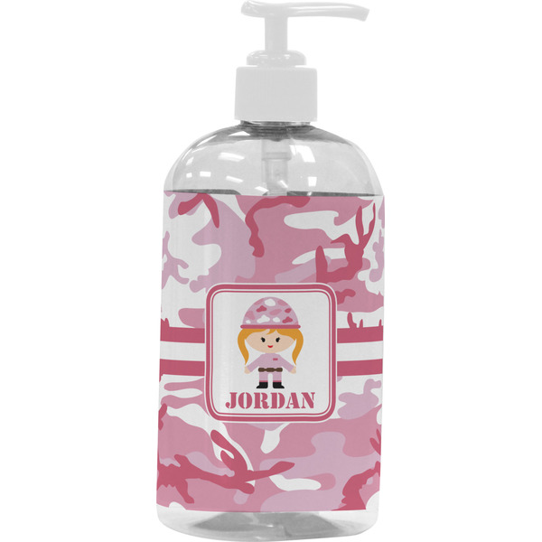 Pink Camo Large Liquid Dispenser (16 oz) - White
