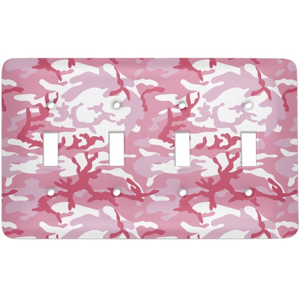 Custom Pink Camo Light Switch Cover (4 Toggle Plate)