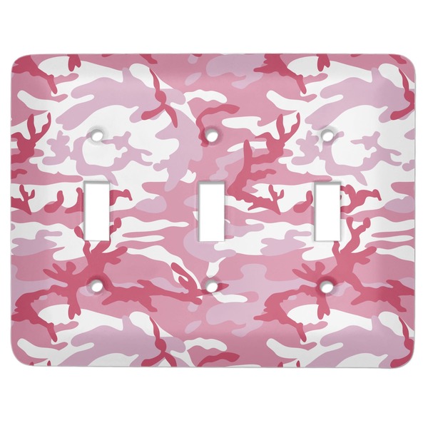 Custom Pink Camo Light Switch Cover (3 Toggle Plate)