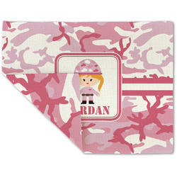 Pink Camo Double-Sided Linen Placemat - Single w/ Name or Text