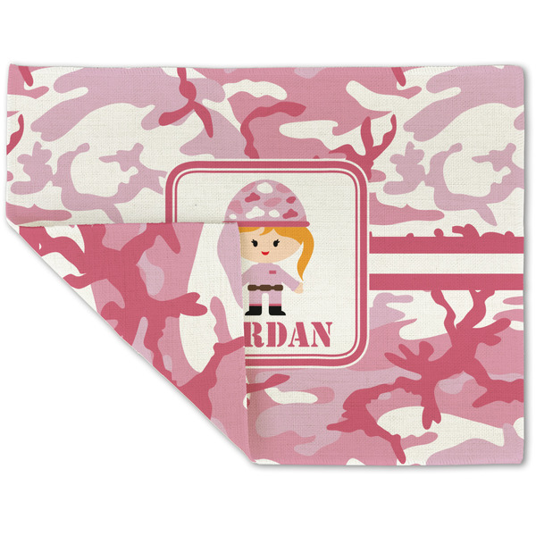 Custom Pink Camo Double-Sided Linen Placemat - Single w/ Name or Text