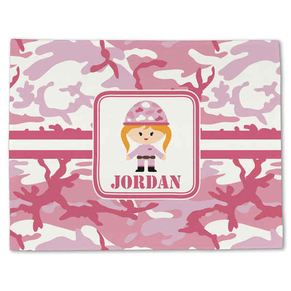 Custom Pink Camo Single-Sided Linen Placemat - Single w/ Name or Text