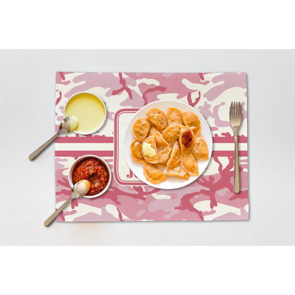 Pink Camo Linen Placemat - Lifestyle (single)