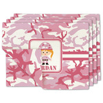 Pink Camo Linen Placemat w/ Name or Text