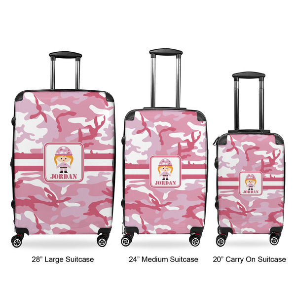 Pink Camo Luggage Bags all sizes - With Handle