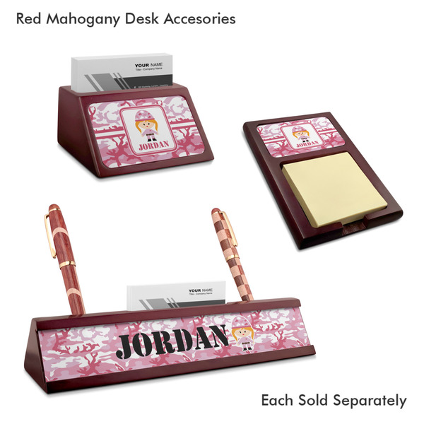 Pink Camo Mahogany Desk Accessories