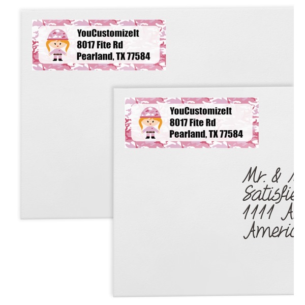Pink Camo Mailing Labels - Double Stack Close Up