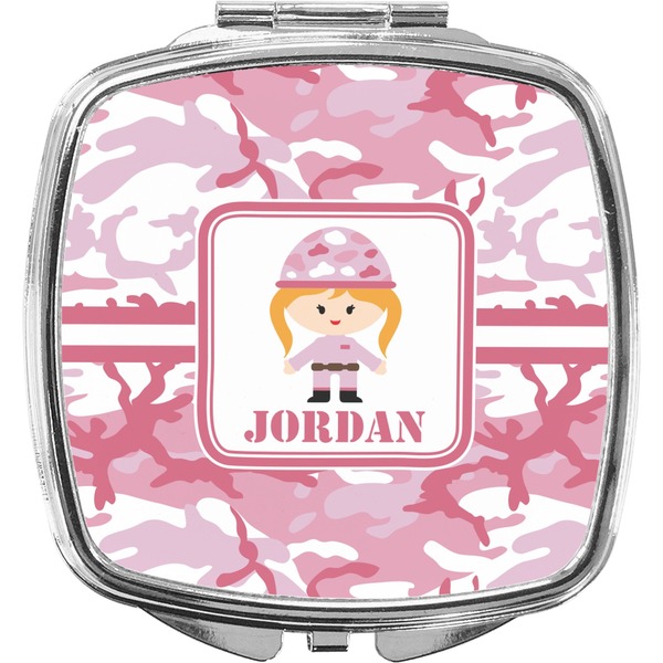 Custom Pink Camo Compact Makeup Mirror (Personalized)