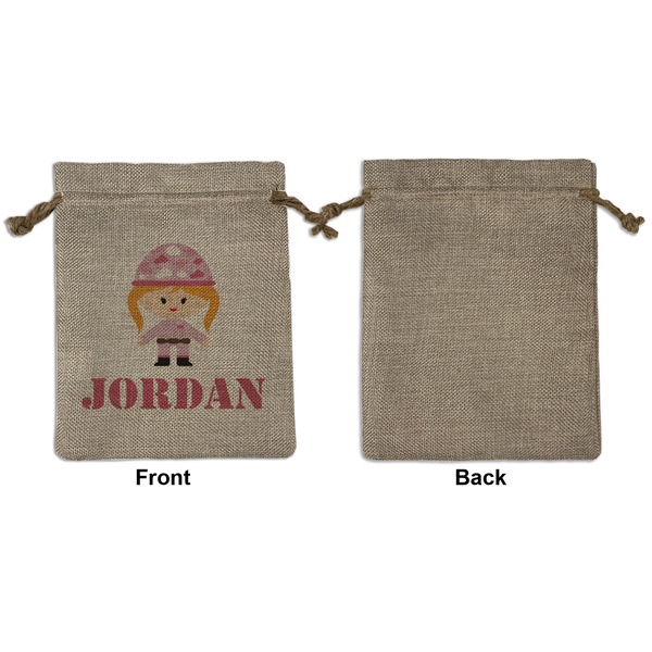 Pink Camo Medium Burlap Gift Bag - Front Approval