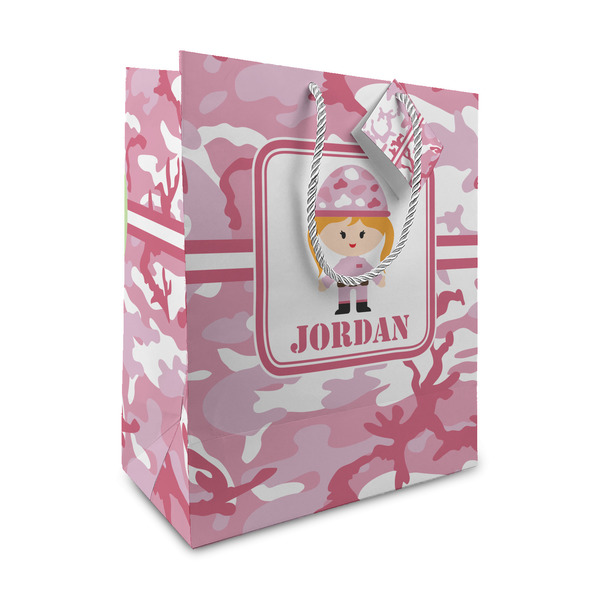 Custom Pink Camo Medium Gift Bag (Personalized)