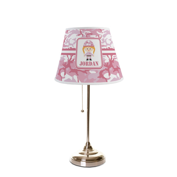 Pink Camo Poly Film Empire Lampshade - On Stand